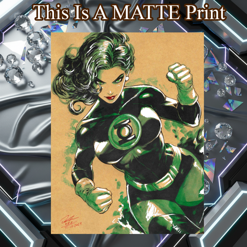 Jade Green Lantern Art Illustration Hard Signed 8.5x11in Fine Art PRINT