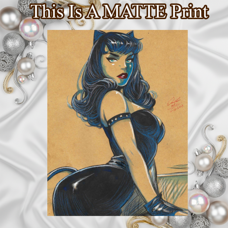 Catwoman Art Illustration Hard Signed 8.5x11in Fine Art PRINT