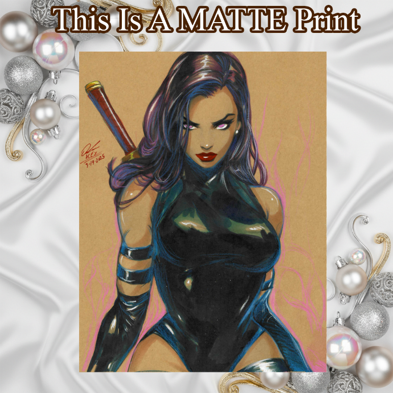 Psylocke Art Illustration Hard Signed 8.5x11in Fine Art PRINT