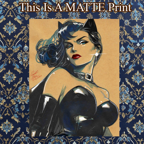Catwoman Art Illustration Hard Signed 8.5x11in Fine Art PRINT