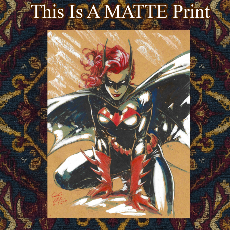 Batgirl Art Illustration Hard Signed 8.5x11in Fine Art PRINT