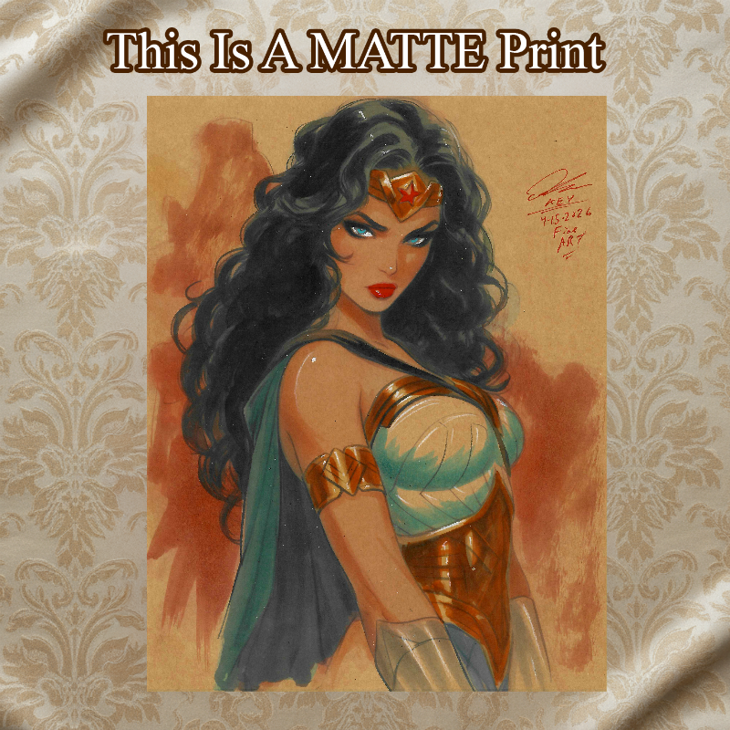 Wonder Woman Art Illustration Hard Signed 8.5x11in Fine Art PRINT