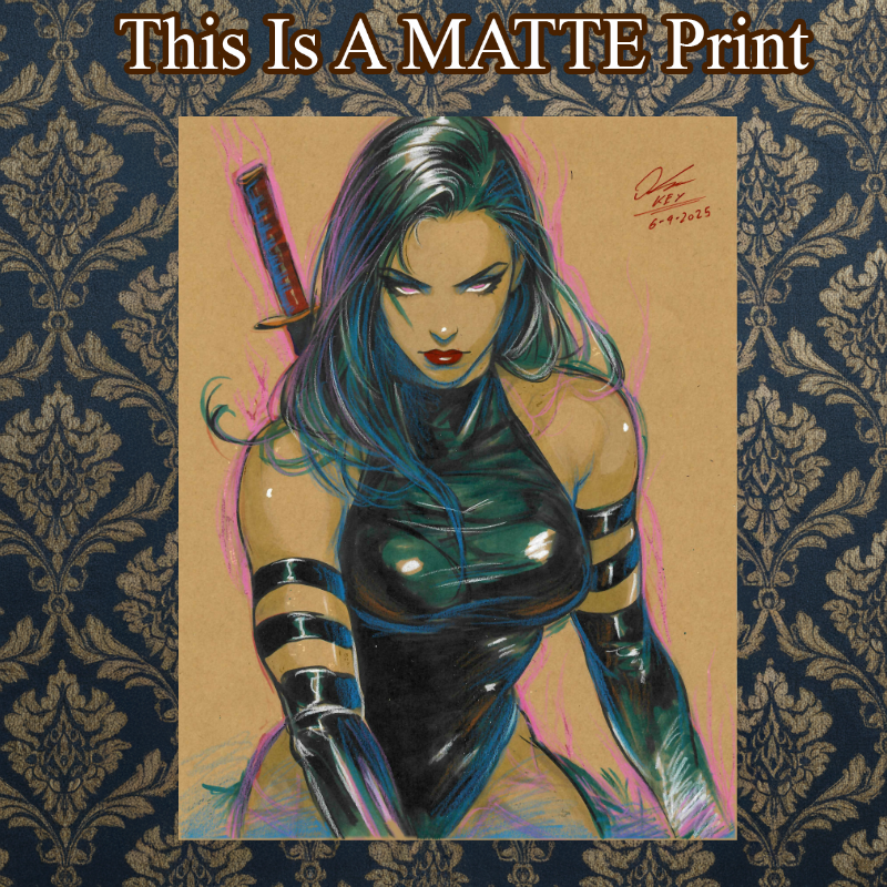 Psylocke Art Illustration Hard Signed 8.5x11in Fine Art PRINT