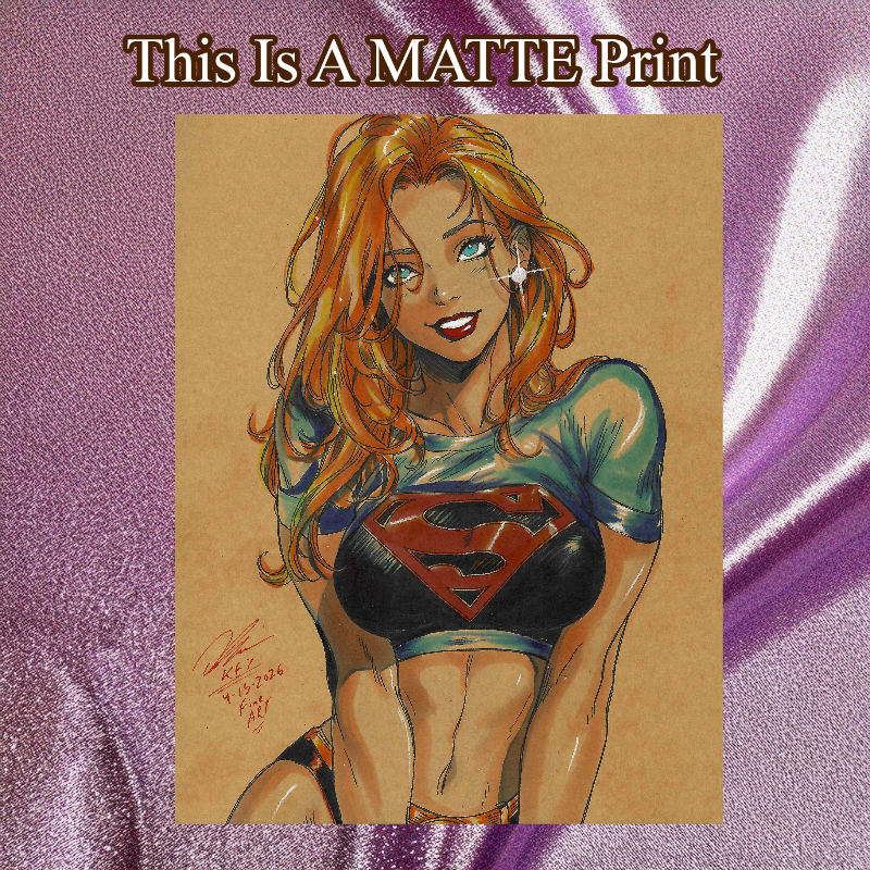 Supergirl Art Illustration Hard Signed 8.5x11in Fine Art PRINT