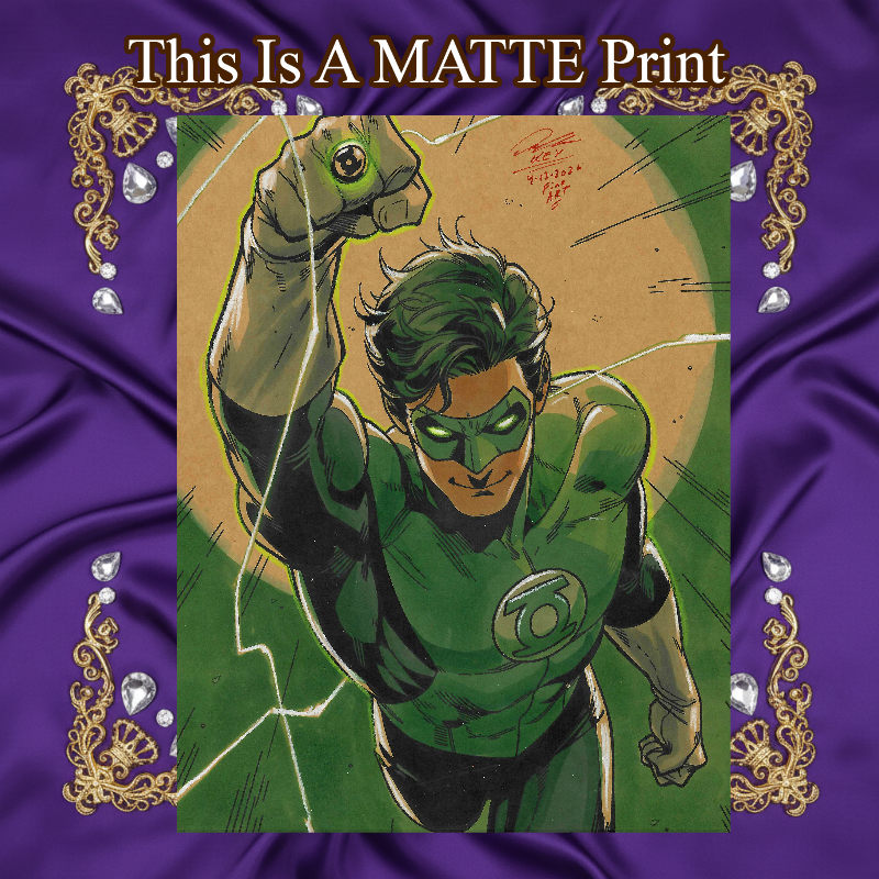 Green Lantern Art Illustration Hard Signed 8.5x11in Fine Art PRINT