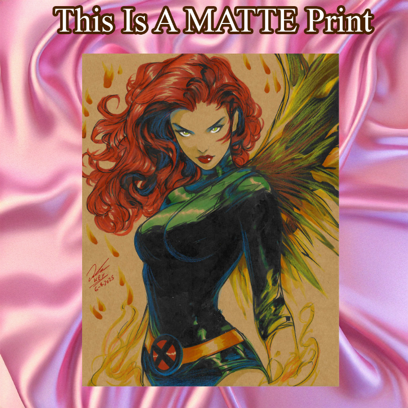 Jean Grey Phoenix Art Illustration Hard Signed 8.5x11in Fine Art PRINT