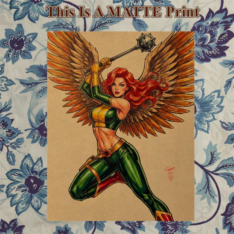 Hawkgirl Art Illustration Hard Signed 8.5x11in Fine Art PRINT