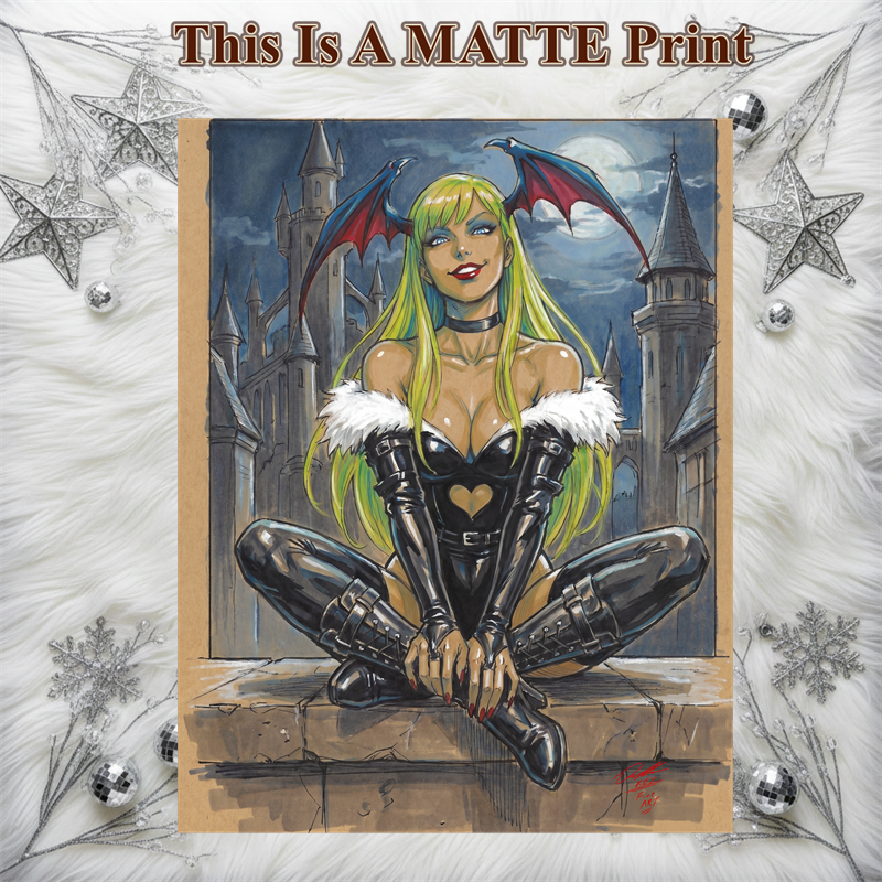 Morrigan Aensland Art Illustration Hard Signed 8.5x11in Fine Art PRINT
