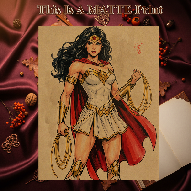 Wonder Woman Art Illustration Hard Signed 8.5x11in Fine Art PRINT