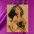 Wonder Woman Art Illustration Hard Signed 8.5x11in Fine Art PRINT