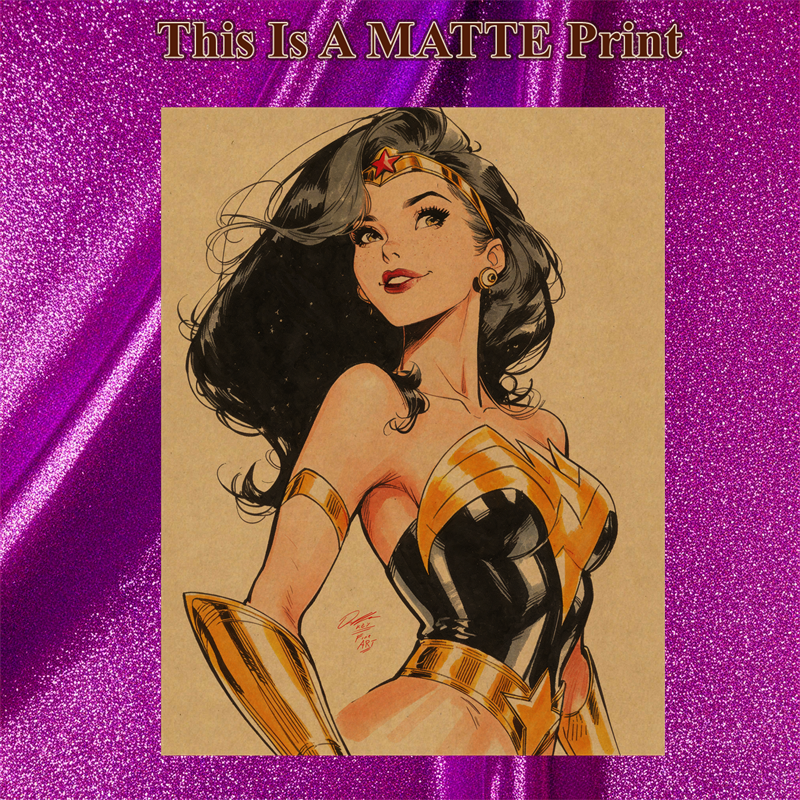 Wonder Woman Art Illustration Hard Signed 8.5x11in Fine Art PRINT