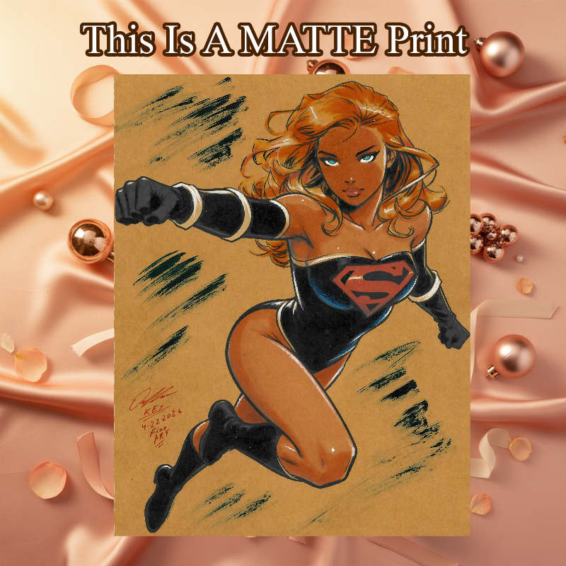 Supergirl Art Illustration Hard Signed 8.5x11in Fine Art PRINT