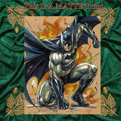Batman Art Illustration Hard Signed 8.5x11in Fine Art PRINT