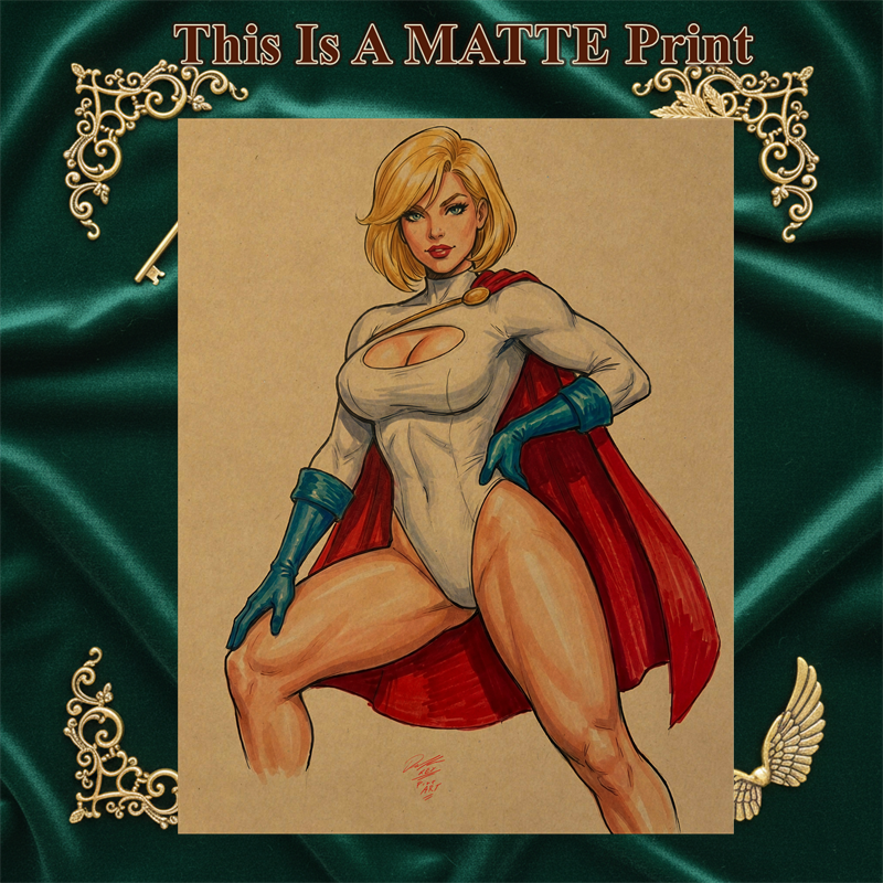 Power Girl Art Illustration Hard Signed 8.5x11in Fine Art PRINT