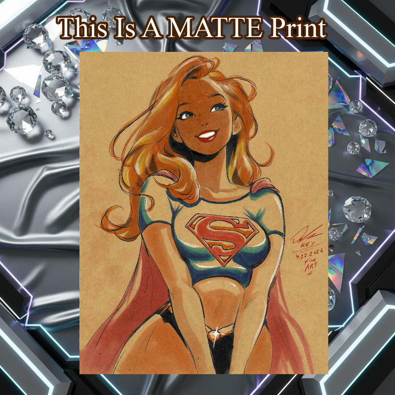 Supergirl Art Illustration Hard Signed 8.5x11in Fine Art PRINT