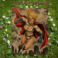 Power Girl Art Illustration Hard Signed 8.5x11in Fine Art PRINT