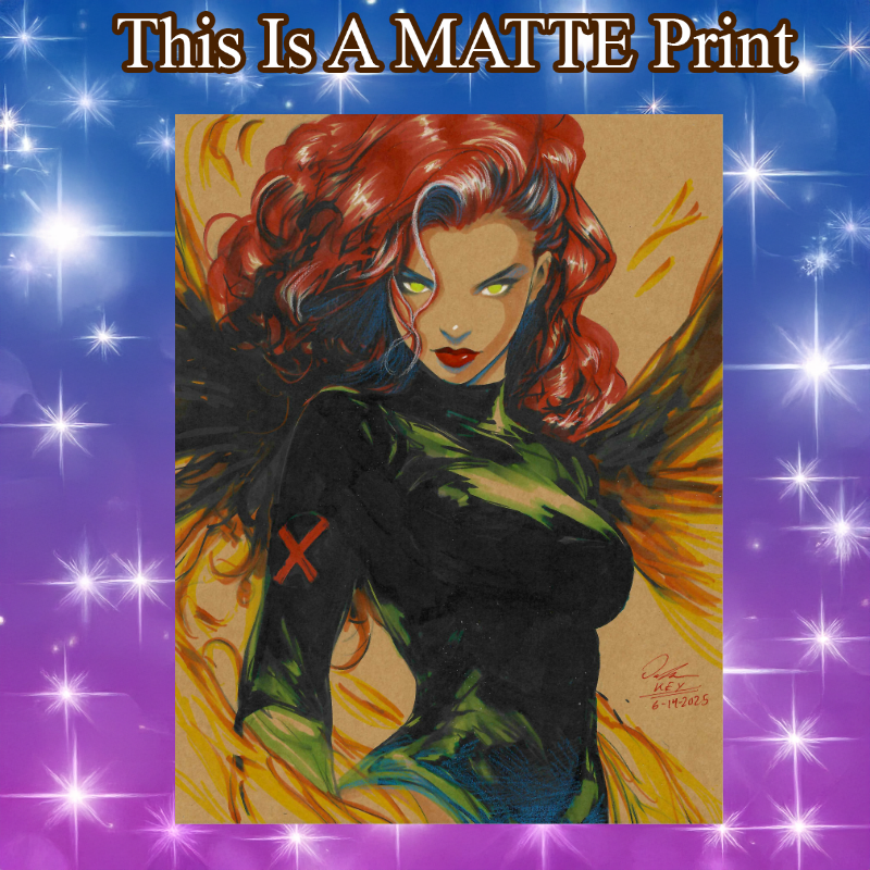 Jean Grey Phoenix Art Illustration Hard Signed 8.5x11in Fine Art PRINT