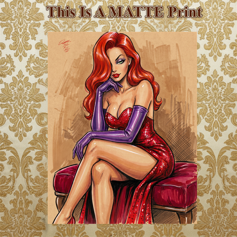 Jessica Rabbit Art Illustration Hard Signed 8.5x11in Fine Art PRINT