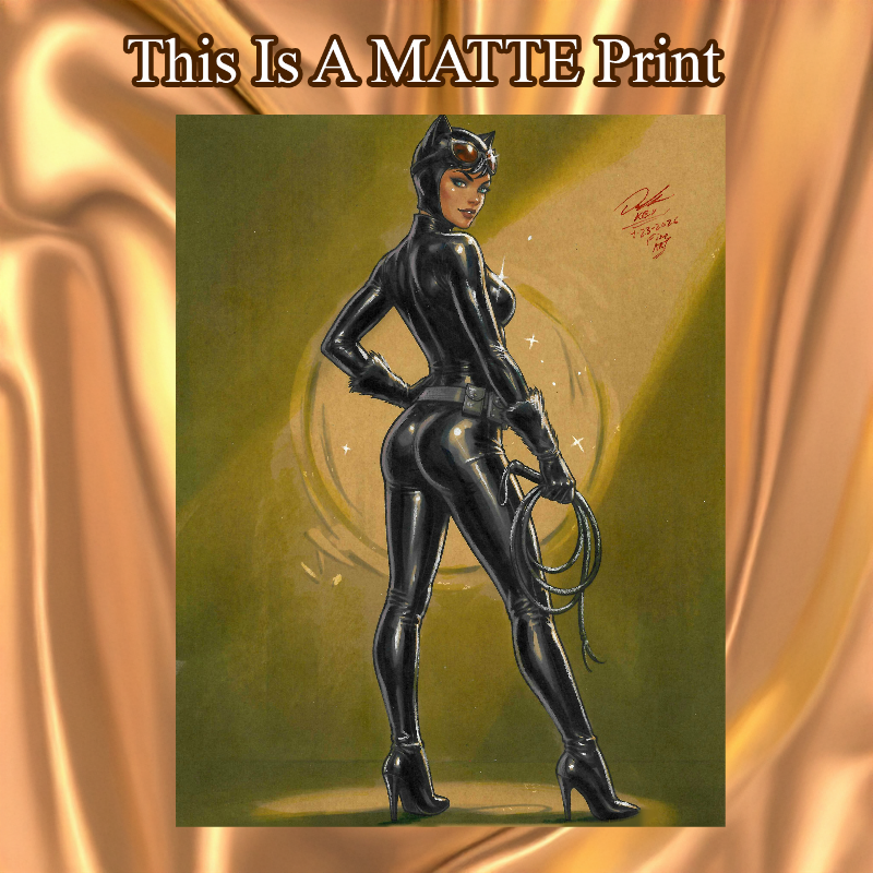 Catwoman Art Illustration Hard Signed 8.5x11in Fine Art PRINT