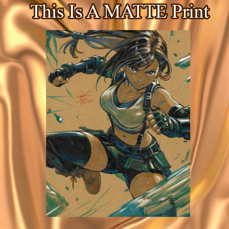 Tifa Lockhart Art Illustration Hard Signed 8.5x11in Fine Art PRINT