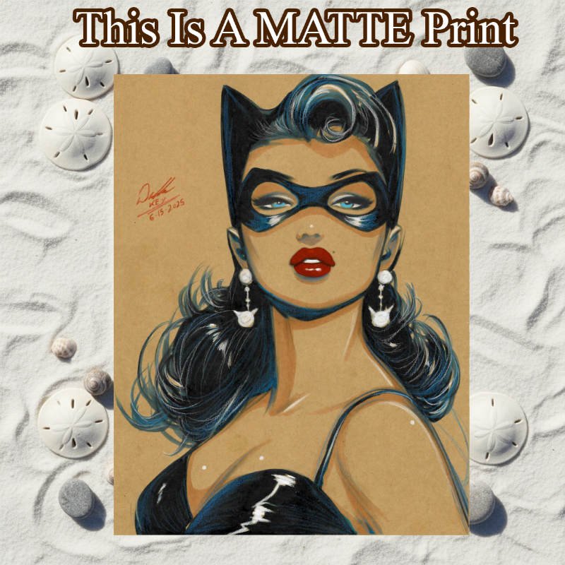 Catwoman Art Illustration Hard Signed 8.5x11in Fine Art PRINT