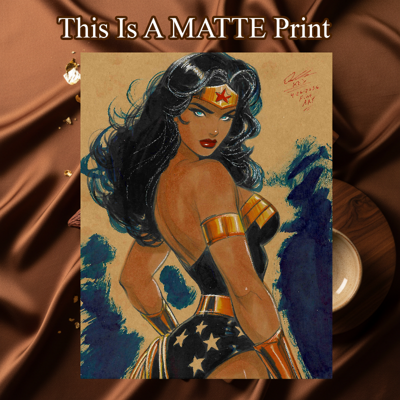 Wonder Woman Art Illustration Hard Signed 8.5x11in Fine Art PRINT