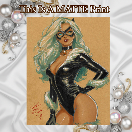 Black Cat Art Illustration Hard Signed 8.5x11in Fine Art PRINT