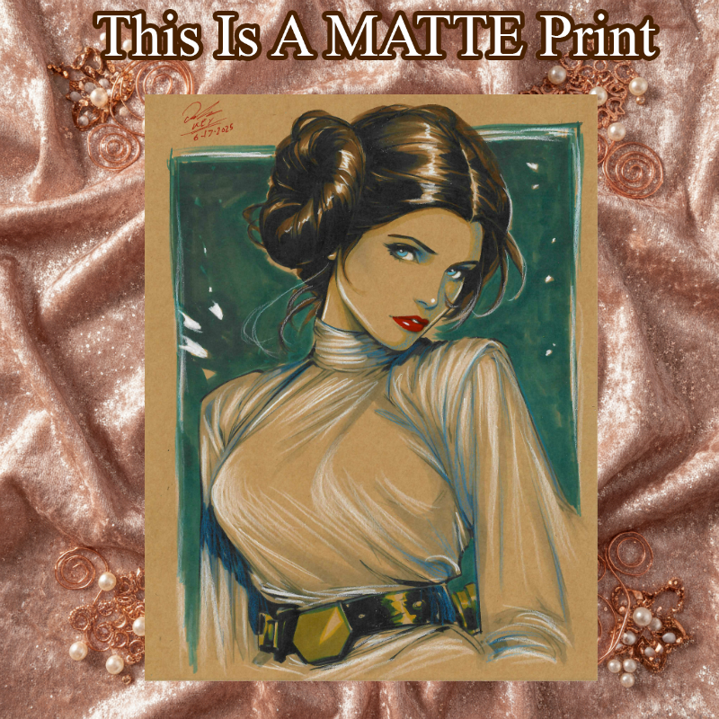 Princess Leia Art Illustration Hard Signed 8.5x11in Fine Art PRINT