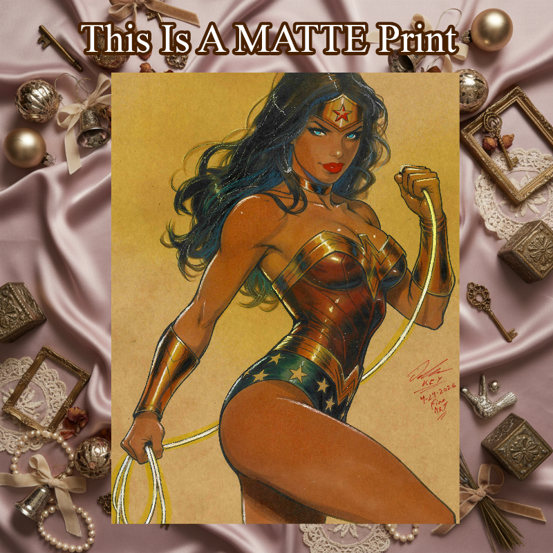Wonder Woman Art Illustration Hard Signed 8.5x11in Fine Art PRINT