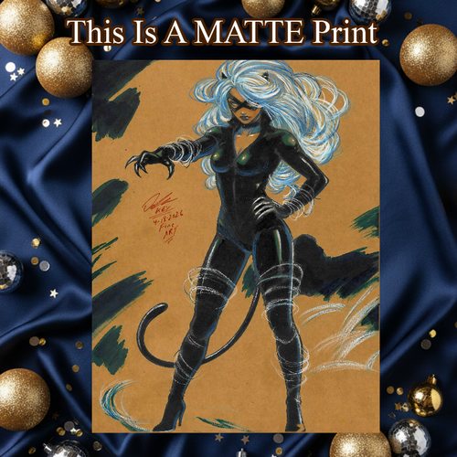 Black Cat Art Illustration Hard Signed 8.5x11in Fine Art PRINT