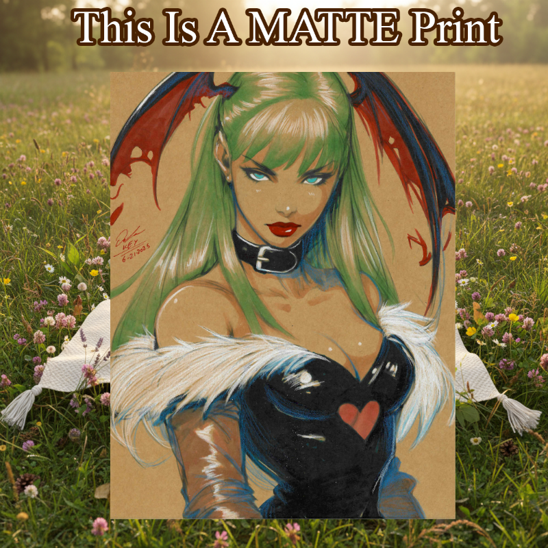 Morrigan Aensland Art Illustration Hard Signed 8.5x11in Fine Art PRINT