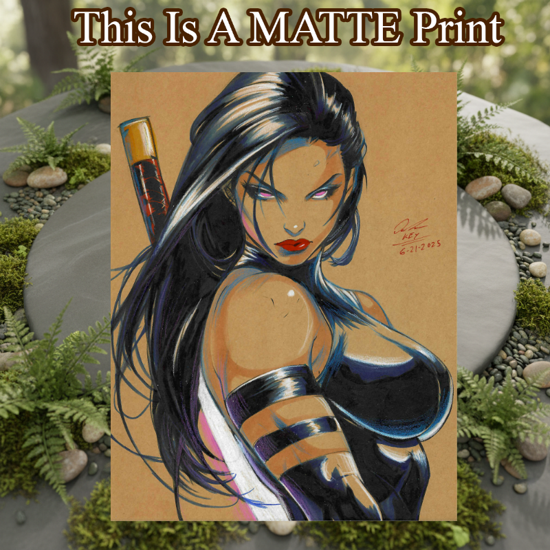 Psylocke Art Illustration Hard Signed 8.5x11in Fine Art PRINT