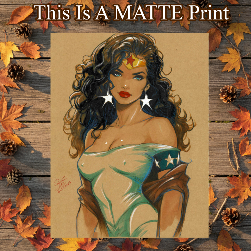 Wonder Woman Art Illustration Hard Signed 8.5x11in Fine Art PRINT