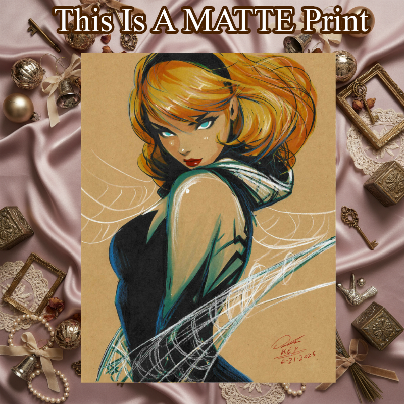 Gwen Stacy Art Illustration Hard Signed 8.5x11in Fine Art PRINT