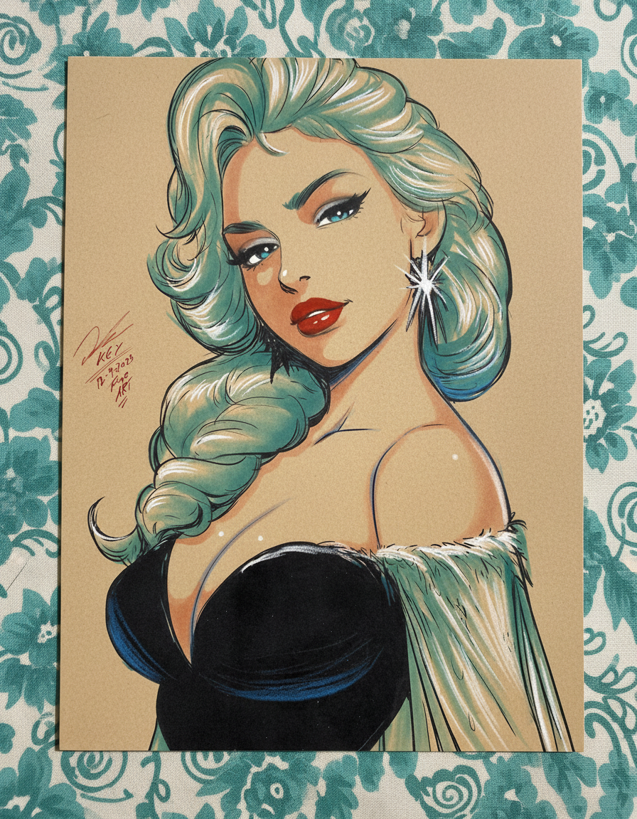 Top down product photo of a signed KeyeskeKara fine art print