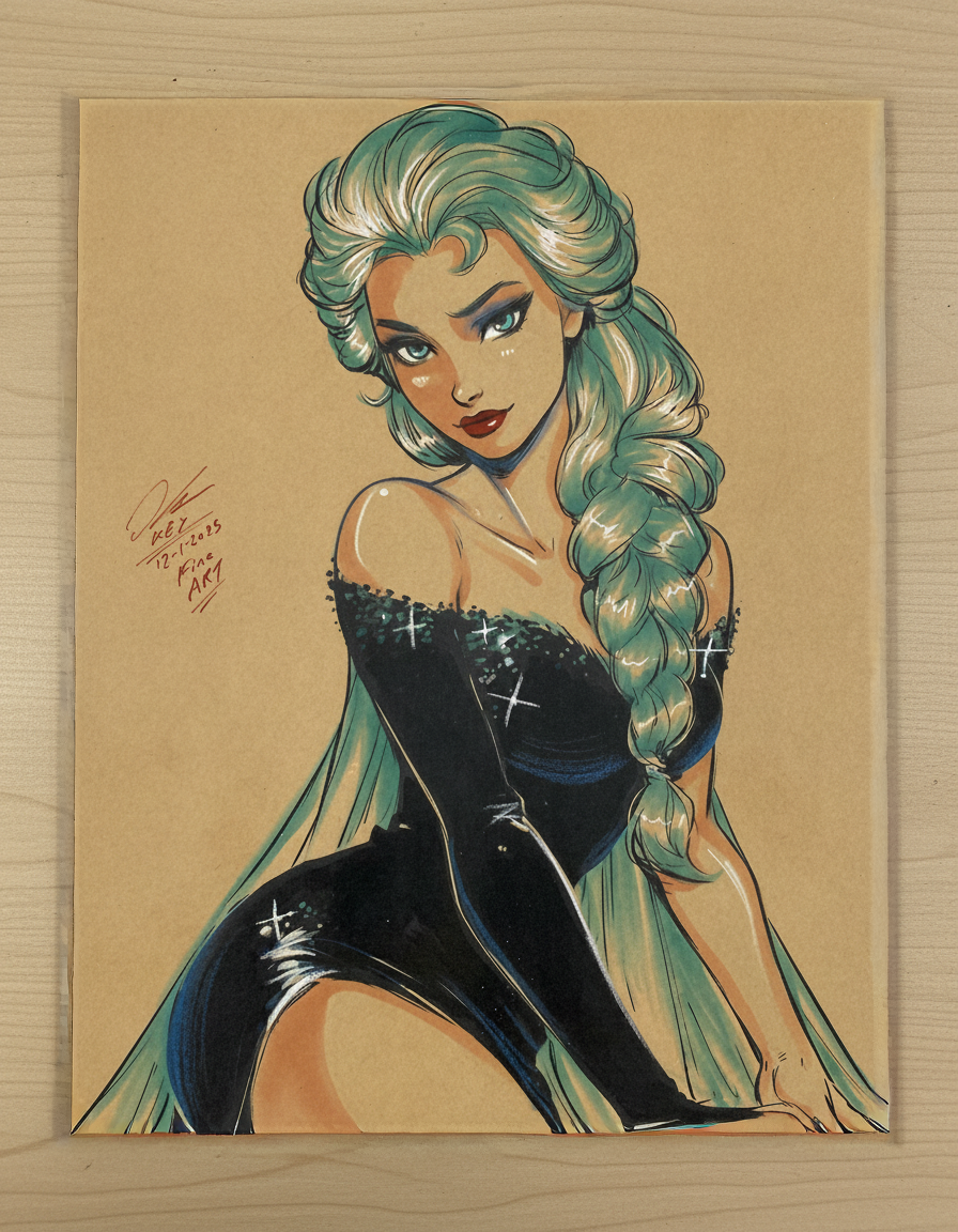 Elsa Art Illustration Hard Signed 8.5x11in Limited Edition Fine Art PRINT