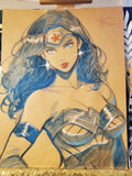 Wonder Woman Comic Art Original Fine Mixed Media | Rare 1 of 1 | COA Included | 8.5x11 on Premium Archival Cardstock