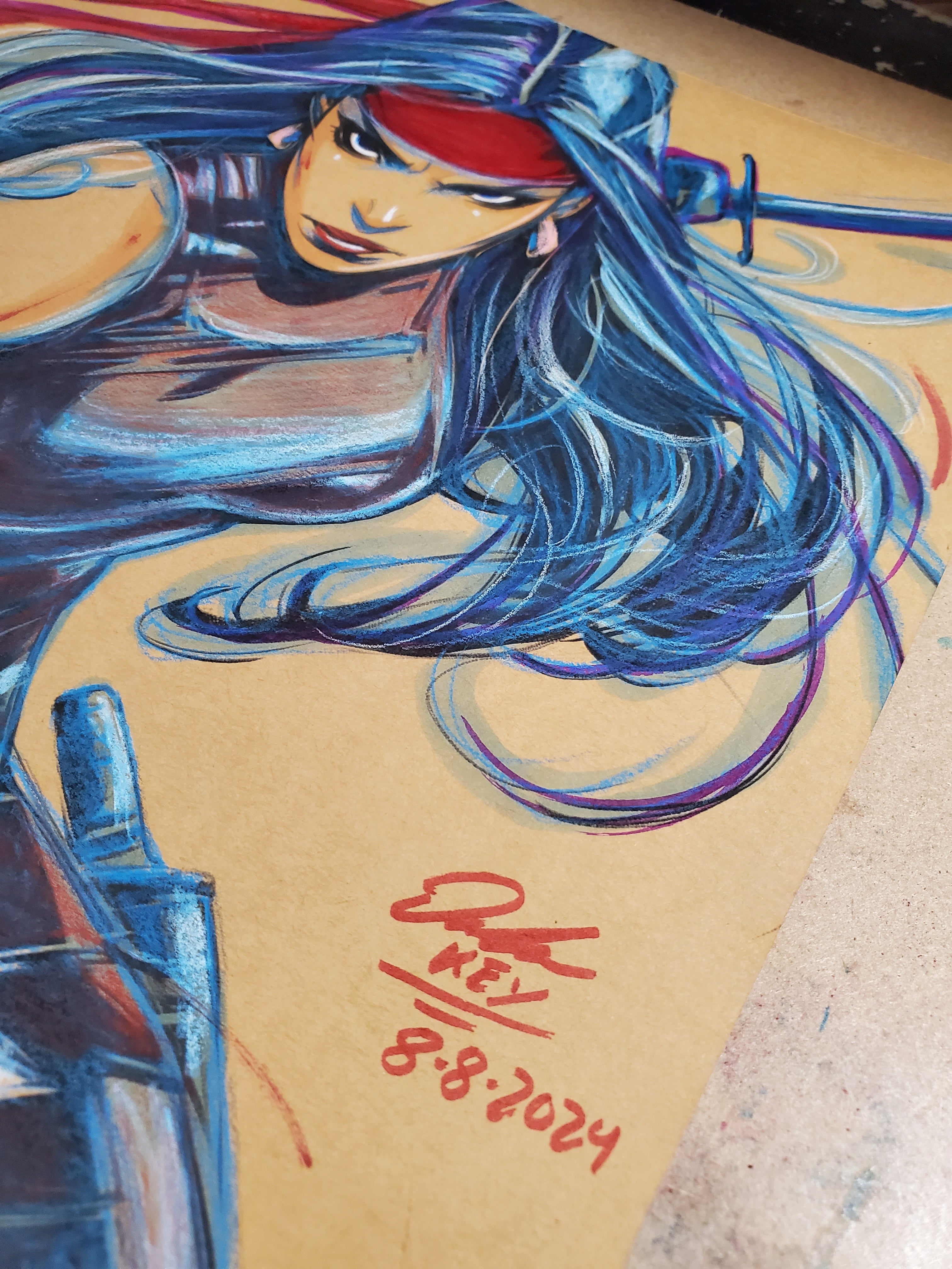 Elektra Comic Art Original Fine Mixed Media | Rare 1 of 1 | COA Included | 8.5x11 on Premium Archival Cardstock