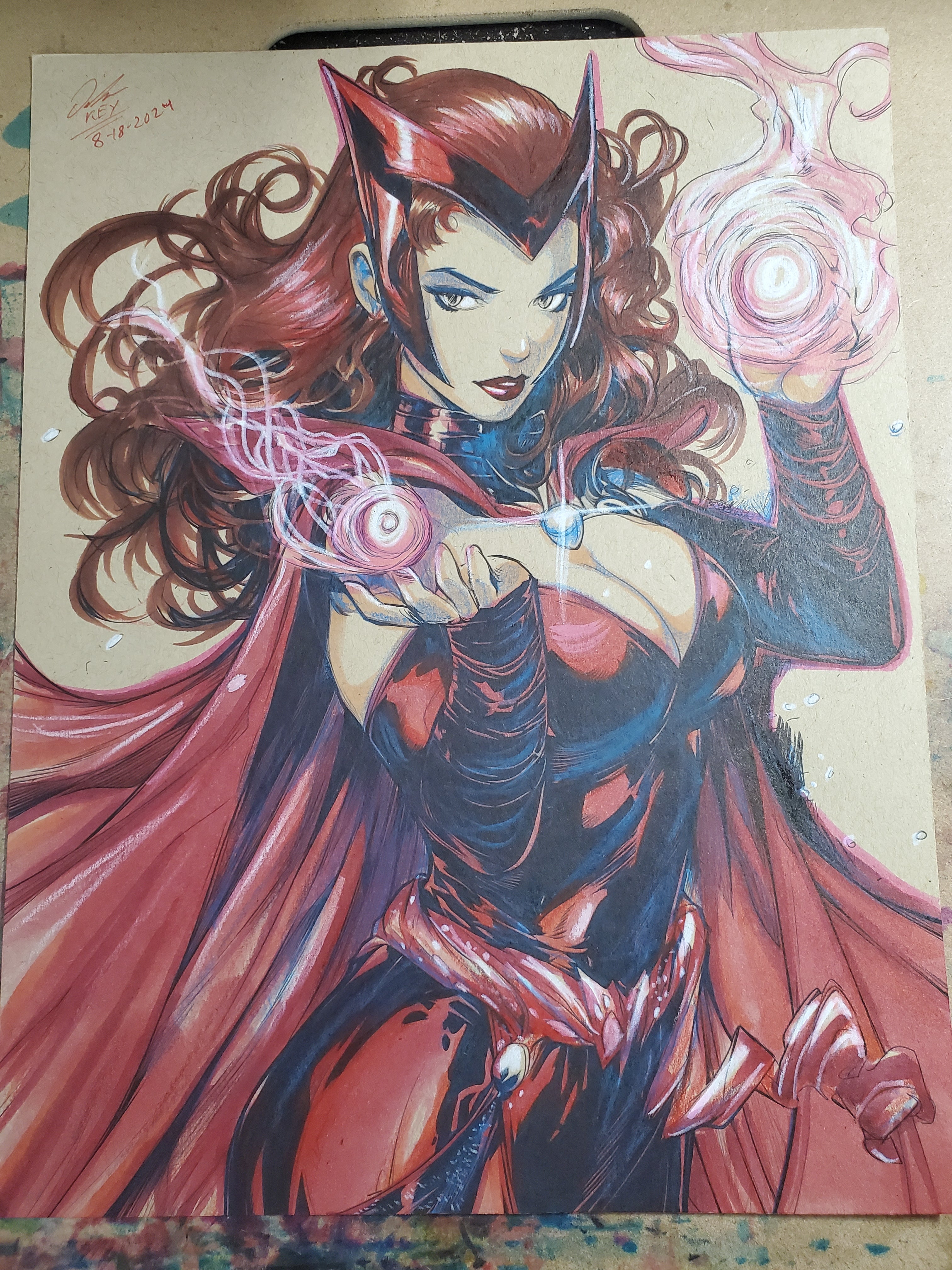 Scarlet Witch Comic Art Original Fine Mixed Media | Rare 1 of 1 | COA Included | 8.5x11 on Premium Archival Cardstock