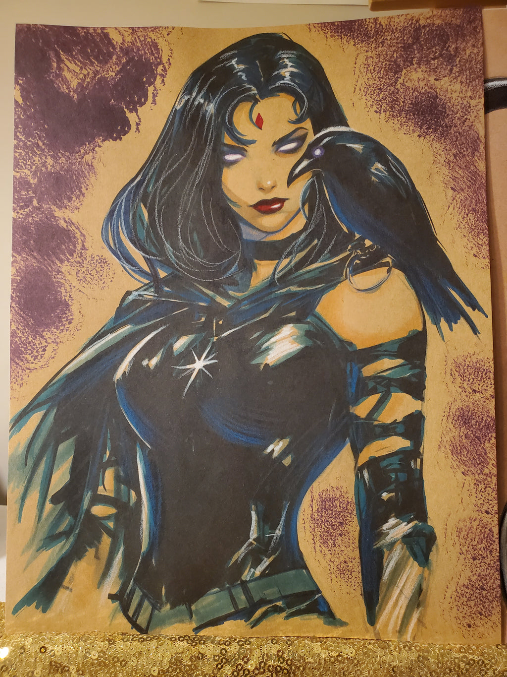 Raven Comic Art Original Fine Mixed Media | Rare 1 of 1 | COA Included | 8.5x11 on Premium Archival Cardstock