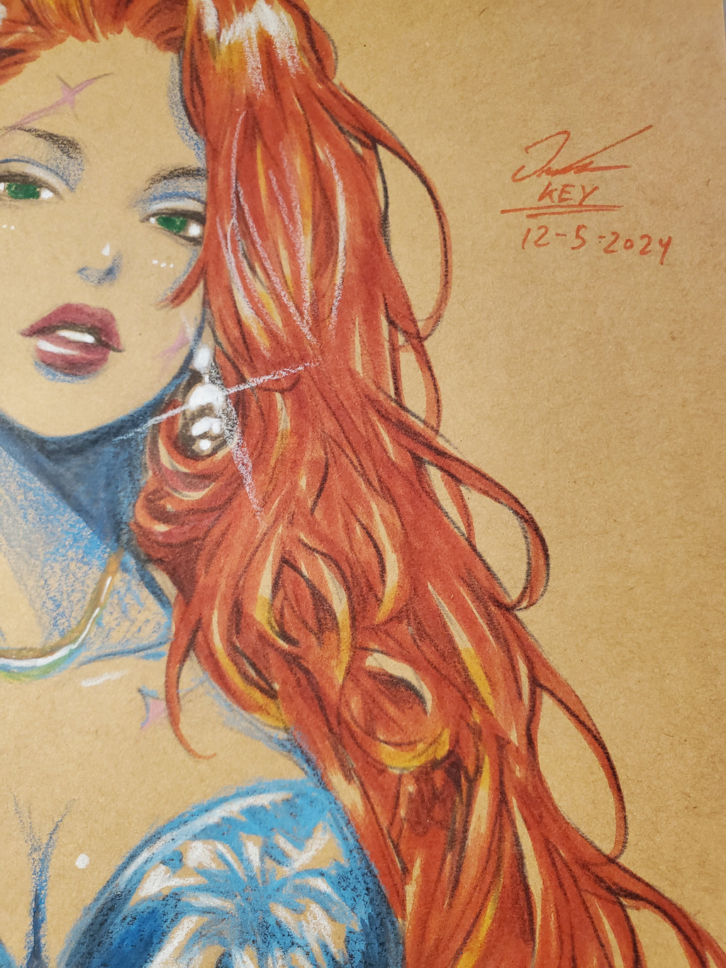 Jungle Girl OC Comic Art Original Fine Mixed Media | Rare 1 of 1 | COA Included | 8.5x11 on Premium Archival Cardstock