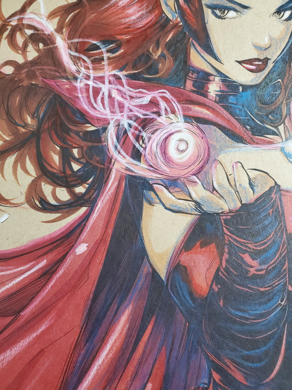 Scarlet Witch Comic Art Original Fine Mixed Media | Rare 1 of 1 | COA Included | 8.5x11 on Premium Archival Cardstock