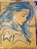 Wonder Woman Comic Art Original Fine Mixed Media | Rare 1 of 1 | COA Included | 8.5x11 on Premium Archival Cardstock
