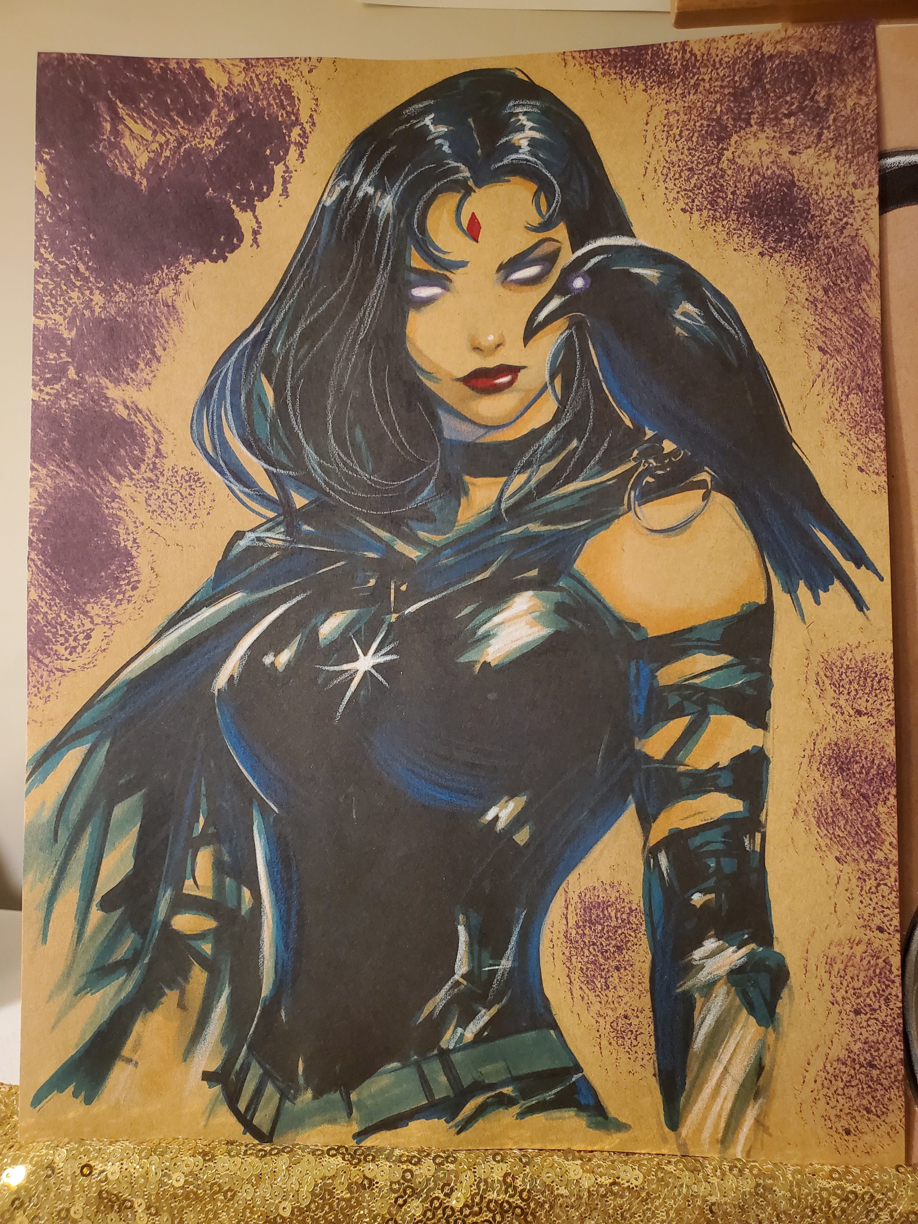 Raven Comic Art Original Fine Mixed Media | Rare 1 of 1 | COA Included | 8.5x11 on Premium Archival Cardstock