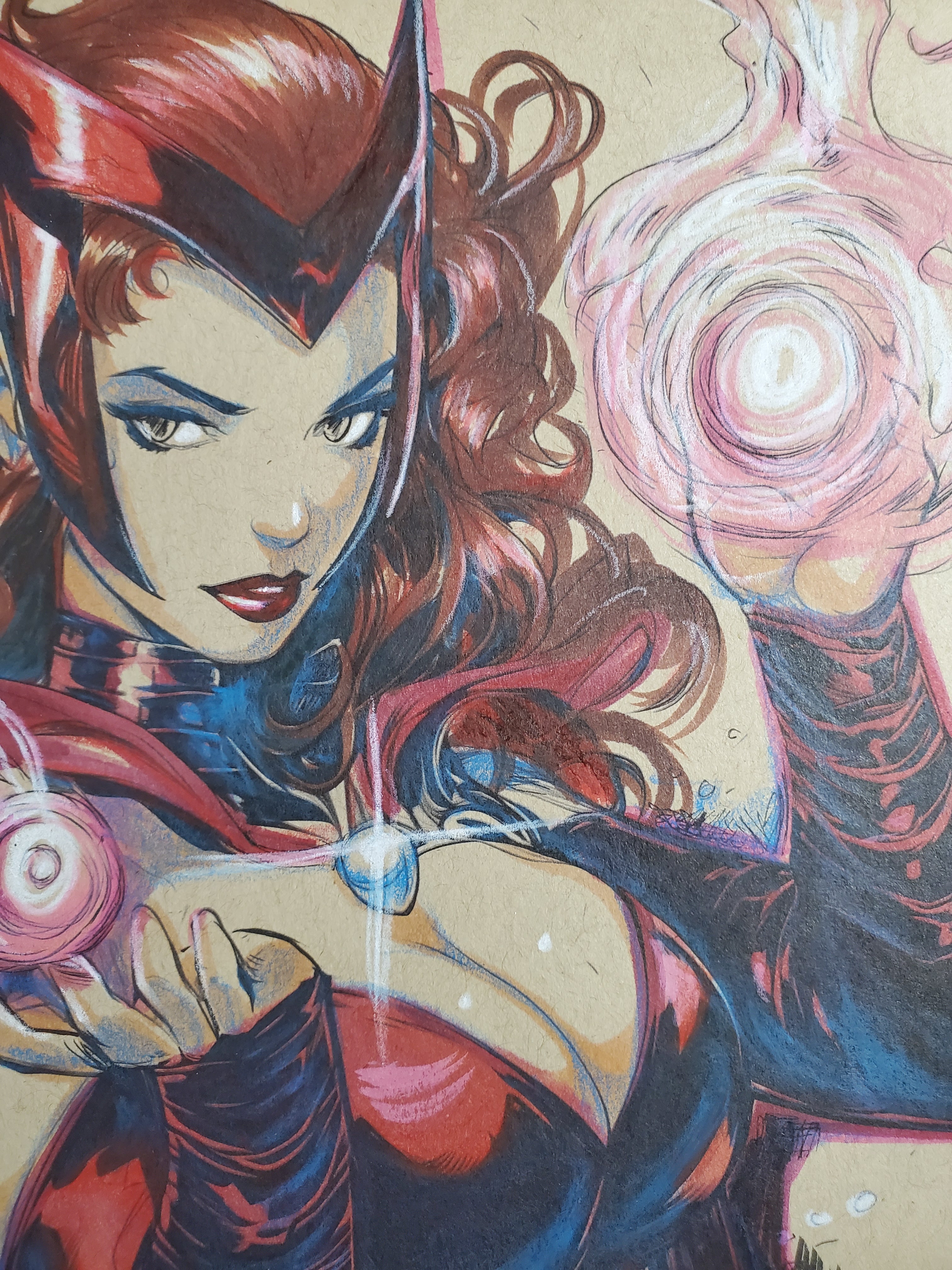 Scarlet Witch Comic Art Original Fine Mixed Media | Rare 1 of 1 | COA Included | 8.5x11 on Premium Archival Cardstock