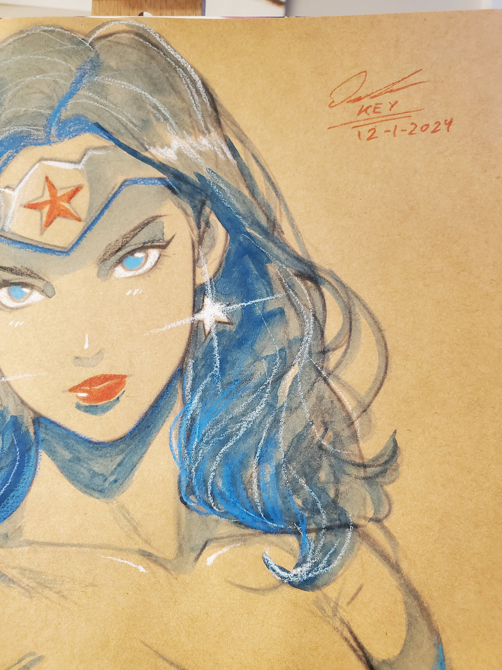 Wonder Woman Comic Art Original Fine Mixed Media | Rare 1 of 1 | COA Included | 8.5x11 on Premium Archival Cardstock