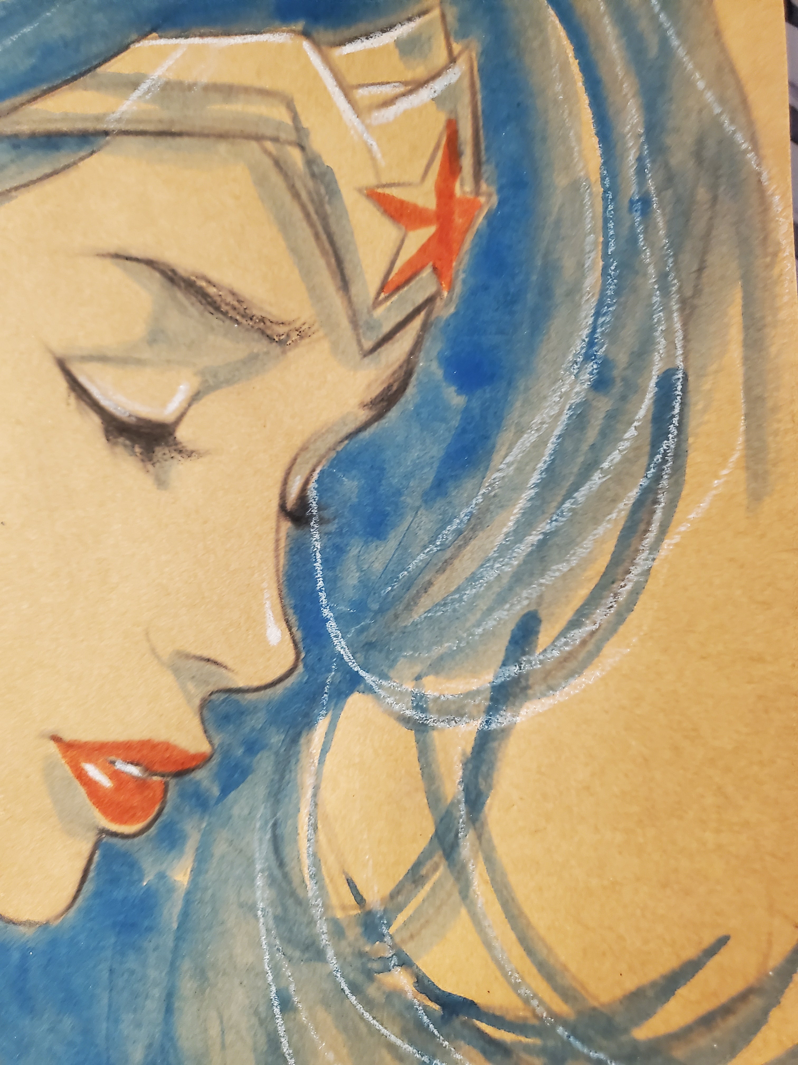 Wonder Woman Comic Art Original Fine Mixed Media | Rare 1 of 1 | COA Included | 8.5x11 on Premium Archival Cardstock