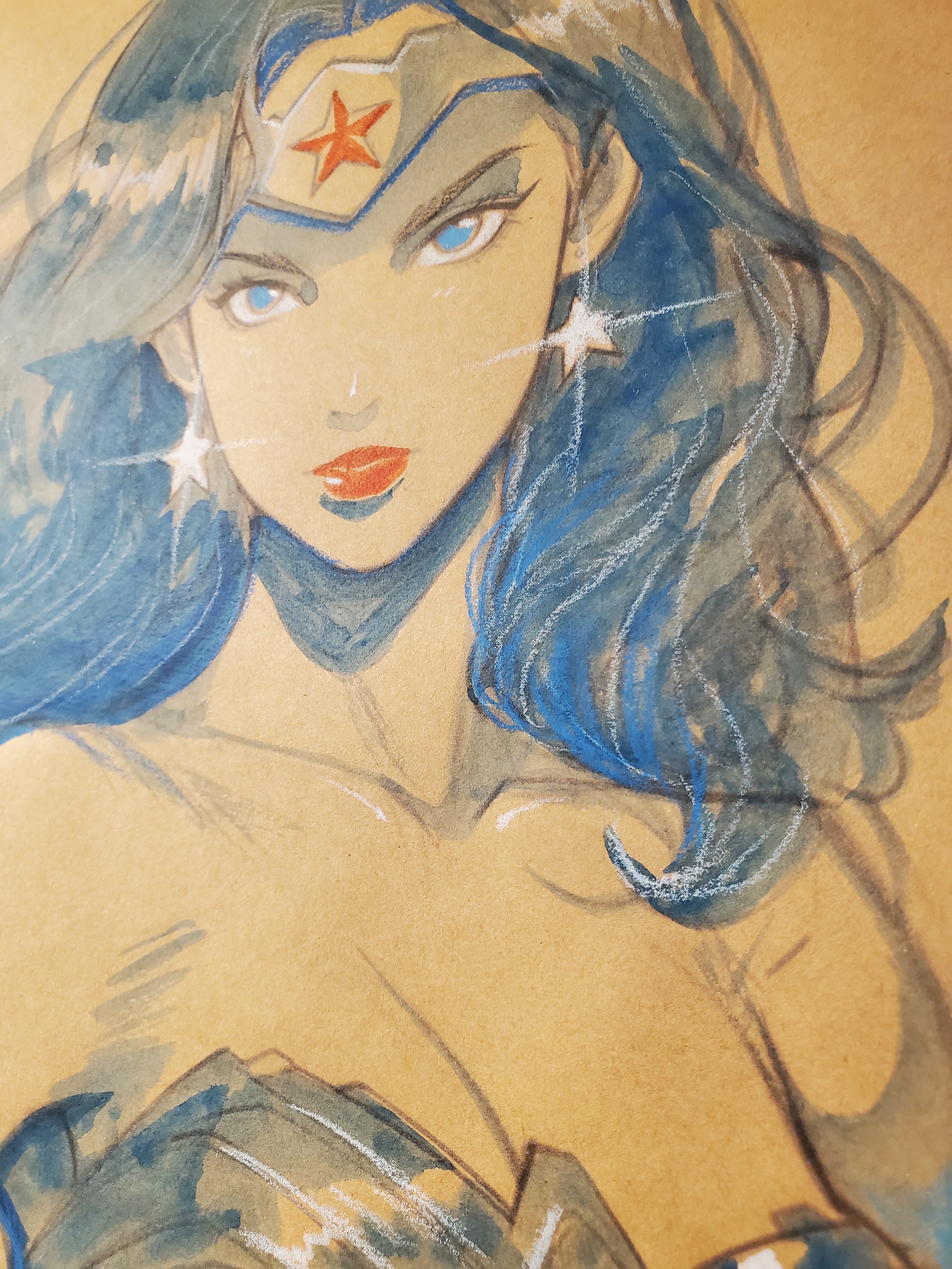 Wonder Woman Comic Art Original Fine Mixed Media | Rare 1 of 1 | COA Included | 8.5x11 on Premium Archival Cardstock