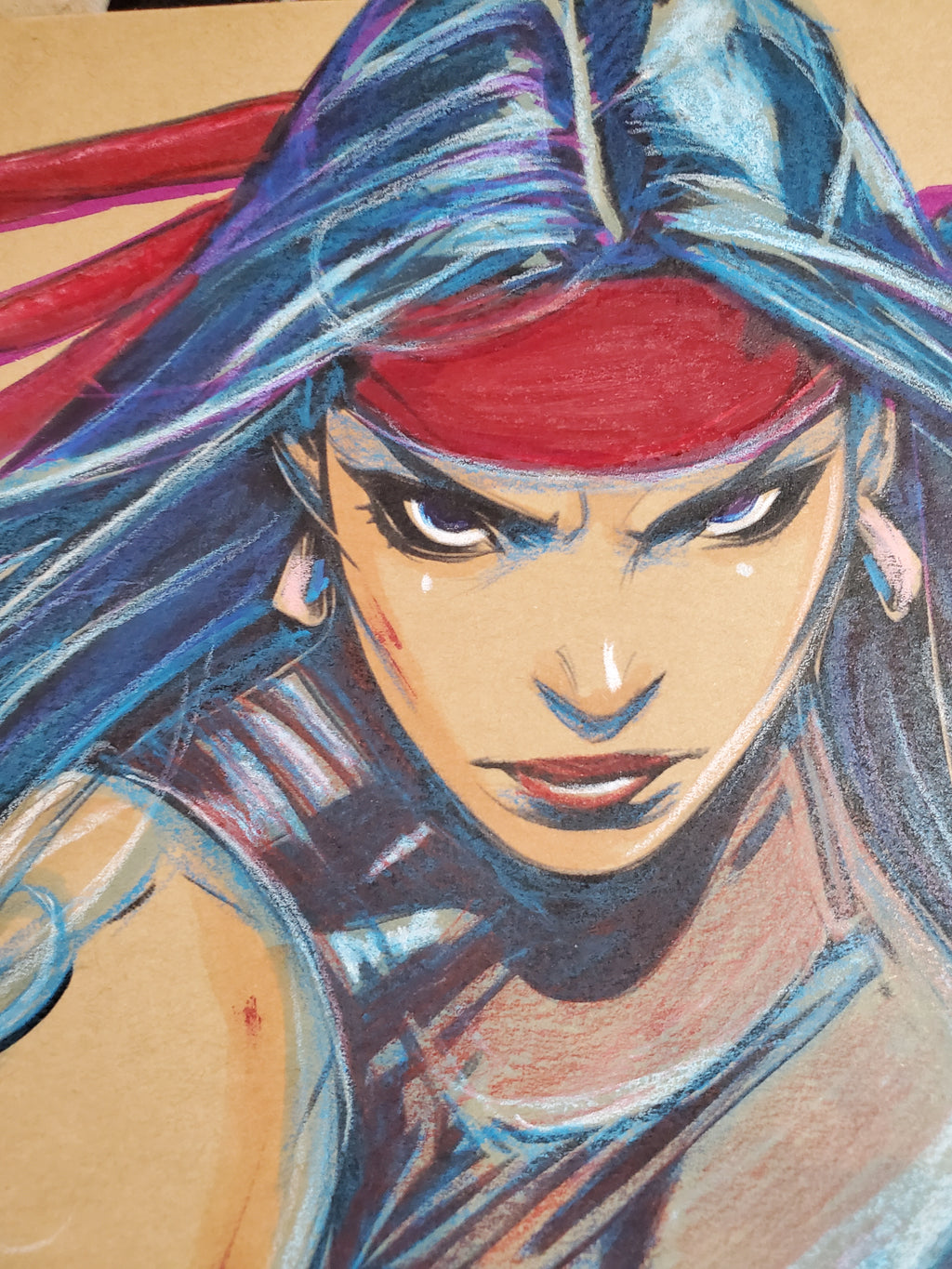 Elektra Comic Art Original Fine Mixed Media | Rare 1 of 1 | COA Included | 8.5x11 on Premium Archival Cardstock