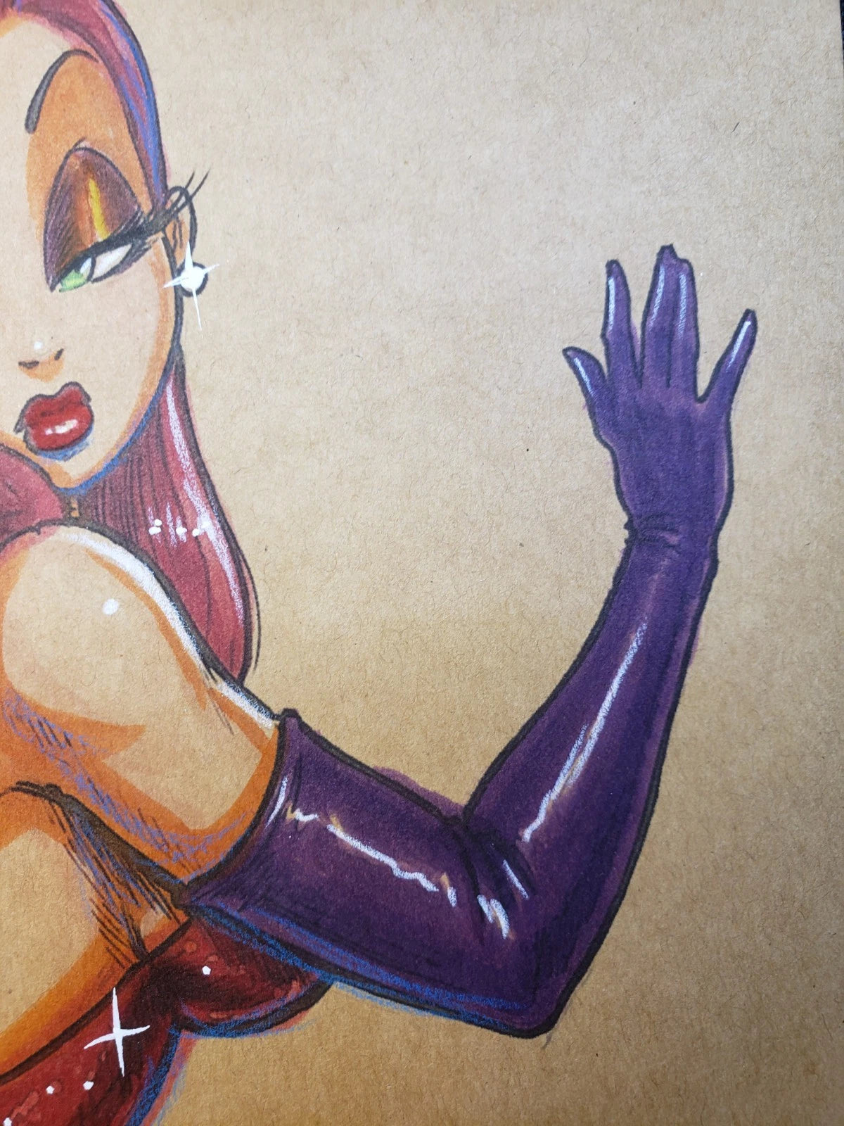 Jessica Rabbit Comic Art Original Fine Mixed Media | Rare 1 of 1 | COA Included | 8.5x11 on Premium Archival Cardstock